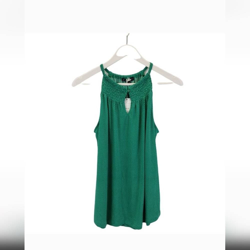 NWT Adrianna Papell Polka Dot Smocked Sleeveless Halter Top Size Medium